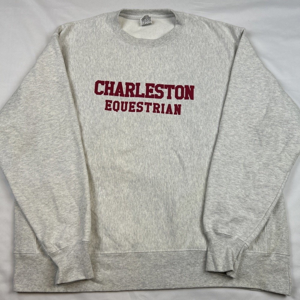 VTG College Of Charleston Equestrian Champion Reverse Weave Sweatshirt XL Gray
